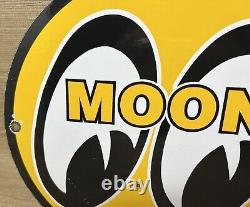 Vintage Moon Racing Porcelain Dealership Sign Sales Service Motor Oil Gas