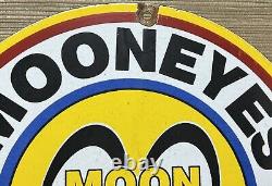 Vintage Moon Racing Porcelain Dealership Sign Sales Service Motor Oil Gas