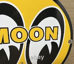 Vintage Moon Racing Porcelain Dealership Sign Sales Service Motor Oil Gas