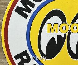 Vintage Moon Racing Porcelain Dealership Sign Sales Service Motor Oil Gas