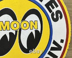 Vintage Moon Racing Porcelain Dealership Sign Sales Service Motor Oil Gas
