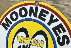 Vintage Moon Racing Porcelain Dealership Sign Sales Service Motor Oil Gas