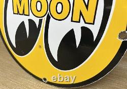 Vintage Moon Racing Porcelain Dealership Sign Sales Service Motor Oil Gas