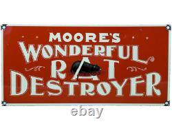Vintage Moore's Wonderful Rat Destroyer Porcelain Sign General Store Gas Oil Ace