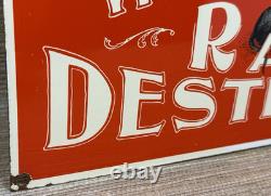 Vintage Moore's Wonderful Rat Destroyer Porcelain Sign General Store Gas Oil Ace