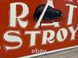 Vintage Moore's Wonderful Rat Destroyer Porcelain Sign General Store Gas Oil Ace
