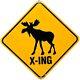 Vintage Moose Crossing Porcelain Sign Gas Oil Saftey Caribou Reindeer Deer