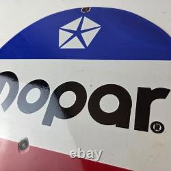 Vintage Mopar Chrysler Porcelain Sign Automobile Plymouth Gas Pump Ad Sign Vintage Mopar Chrysler Porcelain Sign Automobile Plymouth Gas Pump Ad Sign