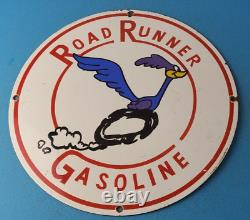 Vintage Mopar Porcelain 12 Gasoline Sales Service Road Runner Pump Plate Sign