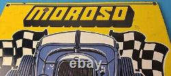 Vintage Moroso Sign Automobile Hot Rod Gasoline Service Pump Porcelain Sign