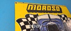 Vintage Moroso Sign Automobile Hot Rod Gasoline Service Pump Porcelain Sign