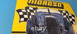 Vintage Moroso Sign Automobile Hot Rod Gasoline Service Pump Porcelain Sign