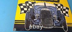 Vintage Moroso Sign Automobile Hot Rod Gasoline Service Pump Porcelain Sign