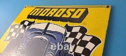 Vintage Moroso Sign Automobile Hot Rod Gasoline Service Pump Porcelain Sign