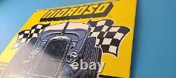 Vintage Moroso Sign Automobile Hot Rod Gasoline Service Pump Porcelain Sign