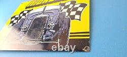 Vintage Moroso Sign Automobile Hot Rod Gasoline Service Pump Porcelain Sign