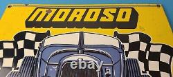 Vintage Moroso Sign Automobile Hot Rod Gasoline Service Pump Porcelain Sign