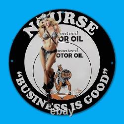 Vintage Motor Oil Nourse Gas Station Service Man Cave Oil Porcelain Sign