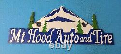 Vintage Mount Hood Auto Tire Porcelain Gas Station Auto Pump Plate Sign