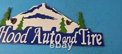 Vintage Mount Hood Auto Tire Porcelain Gas Station Auto Pump Plate Sign