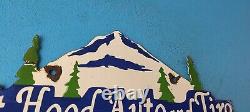 Vintage Mount Hood Auto Tire Porcelain Gas Station Auto Pump Plate Sign