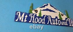 Vintage Mount Hood Auto Tire Porcelain Gas Station Auto Pump Plate Sign