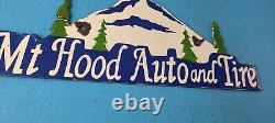 Vintage Mount Hood Auto Tire Porcelain Gas Station Auto Pump Plate Sign