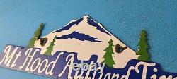 Vintage Mount Hood Auto Tire Porcelain Gas Station Auto Pump Plate Sign