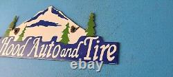 Vintage Mount Hood Auto Tire Porcelain Gas Station Auto Pump Plate Sign