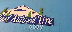 Vintage Mount Hood Auto Tire Porcelain Gas Station Auto Pump Plate Sign