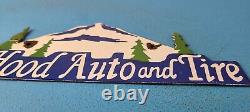 Vintage Mount Hood Auto Tire Porcelain Gas Station Auto Pump Plate Sign