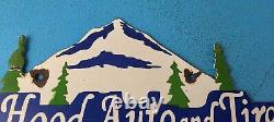 Vintage Mount Hood Auto Tire Porcelain Gas Station Auto Pump Plate Sign