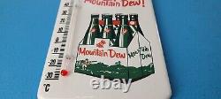 Vintage Mountain Dew Porcelain Gas Soda Glass Bottle Soda Ad Sign Thermometer