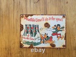 Vintage Mountain Dew Porcelain Sign Soda Pop Cola Beverage Oil Garage Gasoline