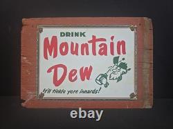 Vintage Mountain Dew Sign Yahooo Hill Billy Soda Gas Station Porcelain Sign