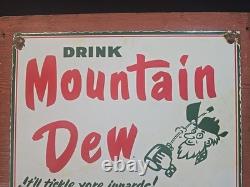 Vintage Mountain Dew Sign Yahooo Hill Billy Soda Gas Station Porcelain Sign
