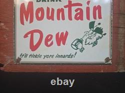 Vintage Mountain Dew Sign Yahooo Hill Billy Soda Gas Station Porcelain Sign