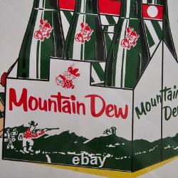 Vintage Mountain Dew Yew Old Us Gasoline Oil Gas Pump Enamel Porcelain Sign