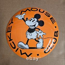 Vintage Mouse Club MIC Orange Old Us Gasoline Oil Gas Pump Enamel Porcelain Sign