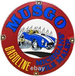 Vintage Musgo Gasoline Porcelain Sign Gas Station Pump Motor Oil Service