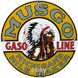 Vintage Musgo Gasoline Porcelain Sign Gas Station Pump Motor Oil Service