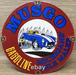 Vintage Musgo Gasoline Porcelain Sign Gas Station Pump Motor Oil Service