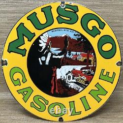 Vintage Musgo Gasoline Porcelain Sign Gas Station Pump Motor Oil Service