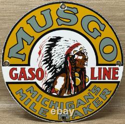 Vintage Musgo Gasoline Porcelain Sign Gas Station Pump Motor Oil Service