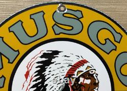 Vintage Musgo Gasoline Porcelain Sign Gas Station Pump Motor Oil Service