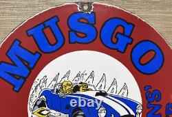 Vintage Musgo Gasoline Porcelain Sign Gas Station Pump Motor Oil Service