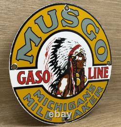 Vintage Musgo Gasoline Porcelain Sign Gas Station Pump Motor Oil Service