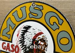 Vintage Musgo Gasoline Porcelain Sign Gas Station Pump Motor Oil Service