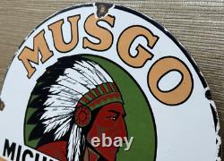 Vintage Musgo Gasoline Porcelain Sign Gas Station Pump Motor Oil Service Vintage Musgo Gasoline Porcelain Sign Gas Station Pump Motor Oil Service