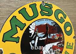 Vintage Musgo Gasoline Porcelain Sign Gas Station Pump Motor Oil Service